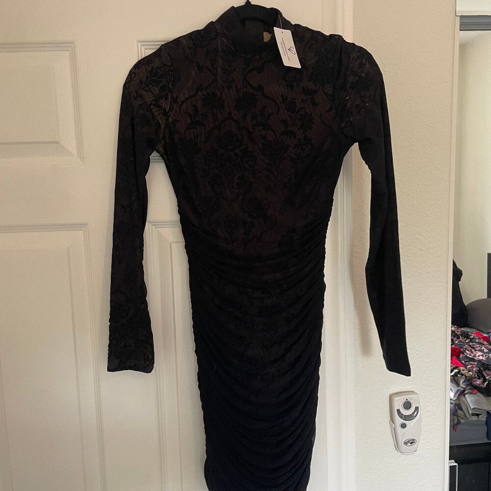 S Windsor Black Mockneck Mini Dress (NWT)